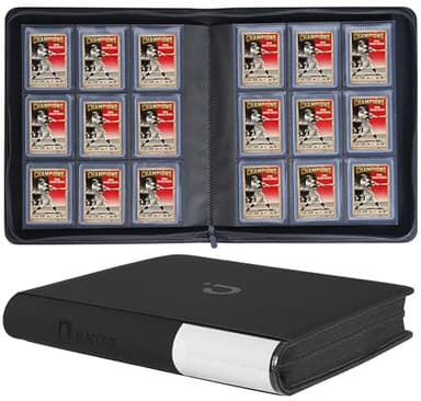 D DACCKIT Top Loader Binder，9 Pocket Top Loader Binders with Sleeves for 3" x 4" Rigid Card Holders for Trading Cards or Sports Cards - Model C，Classic Black