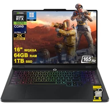 Lenovo Legion Pro 5 Gaming AI Laptop 16" WQXGA 2560x1600 OLED 165Hz Intel 24-core Ultra 9 275HX 64GB RAM 1TB SSD GeForce RTX 5070 DLSS4 (Up to 798 AI Tops) RGB Backlit Harman Wi-Fi7 Win11Pro ICP Hub