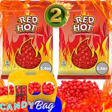 (PACK OF 2) Hot Cinnamon Original Hard Candy Flavored - Total of 10.8oz Candies (Packaging May Vary) - Comes With One Bus Resealable ZipBag