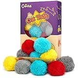 CHIWAVA 24PCS 1.8" Catnip Furry Cat Toys Ball Soft Pom Pom Balls Kitten Chasing Quiet Play Assorted Color