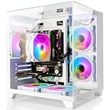 LXZ Desktop Computer AMD Ryzen 7-5700G 8 core 3.9GHz, 16G DDR4 RAM, 1TB NVME SSD, Tower Computer with 600W Power Supply for Home and Office (White)
