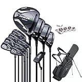 PGM Men's Complete Golf Club Sets - 12 Pieces - 3 Wood (#1,3,5), 1 Hybrid (#4H), 6 Irons(#5,6,7,8,9,PW), 1 Sand Wedge (52°), 1 Putter - Golf Stand Bag, Right Handed