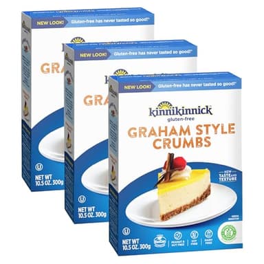 Kinnikinnick - Graham Style Crumbs - Gluten Free, Allergy Friendly Vegan Graham Cracker Crumbs - 10.5 oz. Boxes - 3 Pack