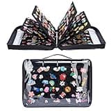 HUHYNN Shoe Charms Organizer, Clear Shoe Charms Organizer Bag with 6 Pages, Portable Shoe Charms Holder for Croc Charms Organizer for 400 Shoe Charms Collection Display (Black-6 Pages)