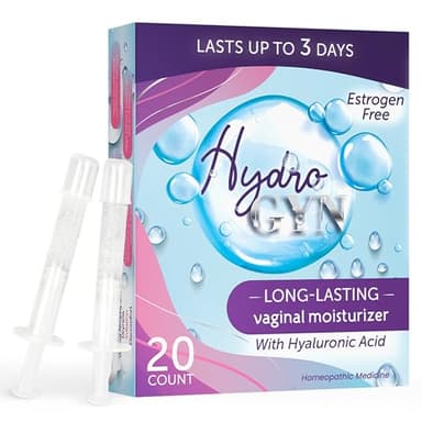 Hydro GYN Vaginal Moisturizer | Long Lasting for Vaginal Dryness & Irritation | Hyaluronic Acid & Vitamin E | Feminine Care Hormone Free | Pre and Post Menopausal I 20 Count