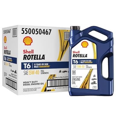 Shell Rotella T6 Full Synthetic 15W-40 Diesel Engine Oil, 1 Gallon (3 Pack)