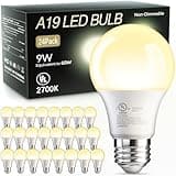 TJOY 24 Pack A19 LED Light Bulbs Soft Warm White 2700K, 60 Watt Equivalent, Efficient 9W, E26 Standard Base, Non Dimmable Energy Saving Warm Light Lamp Bulb, 800LM 120V, for Home, Bedroom, Living Room