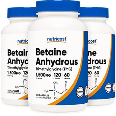 Nutricost Betaine Anhydrous Caps 1500mg, 60 Servings Per Bottle (3 Bottles)