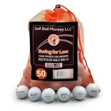 Golf Ball Monkey Recycled for Srixon Golf Balls White Mix 50 Pack - Mix of 4A/ Near Mint and 3A/Good Graded Used for Srixon Z Star Balls, Srxon Soft Feel, Q Star & Marathon w/Mesh Bag