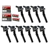 MAS Set of 10 Ignition Coils Pack DG508+Motorcraft Spark Plugs SP479 Compatible with Ford E350 E450 F250 F350 F450 F550 Econoline Super Duty F53 6.8L V10 DG457 DG472 DG491 3W7Z-12029-AA