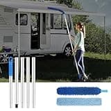 HIFOR RV Awning Cleaning Mop for Camper, Bend Angle at Will, RV Washing Brush with Extendable Handle, Car Wash Mop for Truck, RV, Trailer, Motohome (2 Mop Pads )