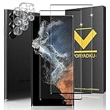 2+2 Pack For Galaxy S22 Ultra Screen Protector Tempered Glass 2 Pack + Tempered Glass Camera Lens Protector 2 Pack, 9H Tempered Glass, Ultrasonic Fingerprint Support, HD Clear, For S22 Ultra 5G