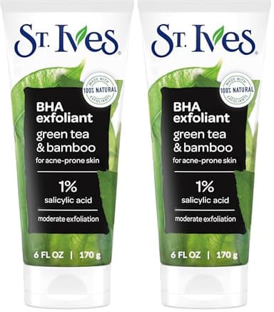 St. Ives Blackhead Clearing Face Scrub, Clears Blackheads & Unclogs Pores, Green Tea & Bamboo with Salicylic Acid, Moderate Exfoliating Facial Scrub with Natural Exfoliants, 6 oz (Pack of 2)