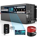 Pure Sine Wave Power Inverters 4000W 12V DC to AC 110V 120V Peak Power 8000W with Remote Control 4 AC Outlets,Dual USB Port,LED Display AC Terminal Blocks for Power Inverter Truck RV Car Solar System