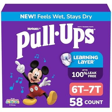 Pull-Ups Boys' Potty Training Pants, Size 6T-7T Training Underwear (55-75 lbs), 58 Count