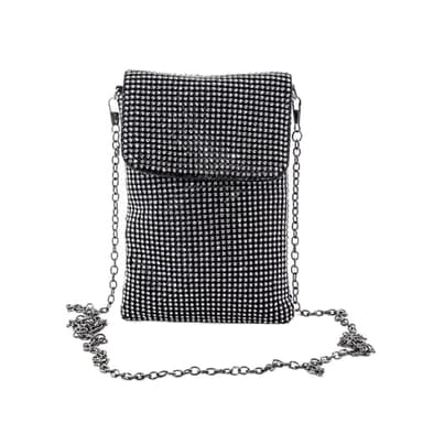 Pebipoo Women's Crossbody Evening Bag Glitter Rhinestone Purse Sparkly Small Handbag (Balck)