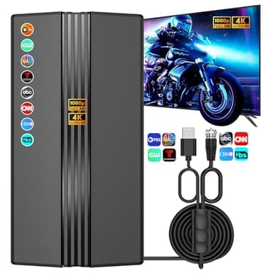 2026 TV Antenna for Smart TV, 2200+ Miles Range, 360° Reception, Indoor/Outdoor Antenna for Local Channels, Supports 4K 1080p HD, 33FT Coax Cable, Easy Installation Marine-Antennas