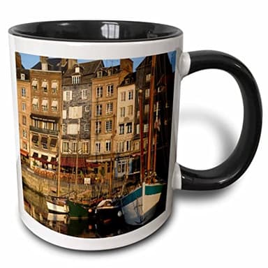 3dRose Old harbor, Honfleur, Calvados, Normandy, France - EU09 DBN0652 - David Barnes 11oz Two-Tone Black Mug