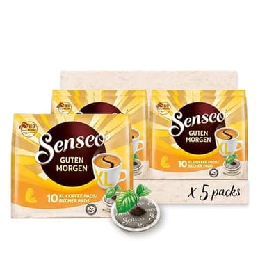 Senseo Good Morning XL Coffee Pods, 50 Count (5 Packs of 10), Robust Breakfast Blend Cofee Soft Pods, Good for Cold Brew Coffee