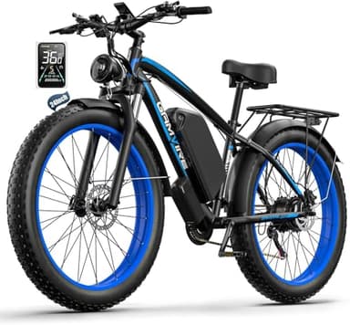 GAMVIRE (24" V7 Blue 52V 19.2Ah Battery Electric Bike for Adults, 1500W Peak 2000W EBike Up to 36 MPH and 70 Miles, Hydraulic Disc Brake, 21-Speed Off Road Snow Mountain Fat Tire Fast E-Bike
