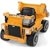 ELEMARA Ride on Dump Truck, Electric Cars for Kids with Dump Bed, Shovel,4.0MPH Max,12V 9AH Ride on Car with Remote Control, Battery Operated Construction Car with Phone Stand, Bluetooth, Music-Yellow