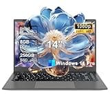 GINA 14 Inch FHD Windows 11 Pro Laptop Computer for School College Students Business, 8GB RAM, 256GB SSD, Dual-Core Intel Celeron, Wi-Fi, Bluetooth 5.0, HDMI, USB 3.2, Webcam,Thin Portable