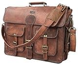 cuero Leather Messenger Bag for Men, 18 Inch Laptop Bag, Crossbody Bag Men, Vintage Handmade Leather Satchel Bag Men, Full Grain Business Briefcase Shoulder Bag for Office/Work/Travel - Dark Brown