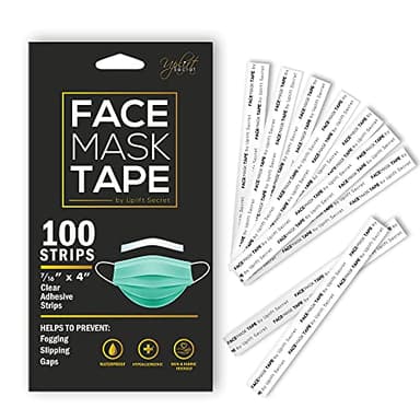 Uplift Secret Face Mask Tape Double Sided (100 Count) - Helps to Prevent Fogging Glasses, Slipping, & Gaps. Works with All Masks.
