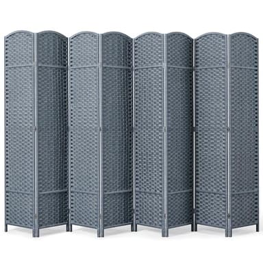 8-Panel Outdoor Privacy Screen, Folding Room Divider Made of Fade Resistant Polypropylene Yarn for Patio, Balcony & Garden, 69" H x 129" W
