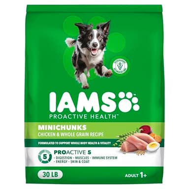 IAMS Proactive Health Adult Minichunks Premium Dry Dog Food, Adult Dog Food Dry Recipe, 30 lb. Bag