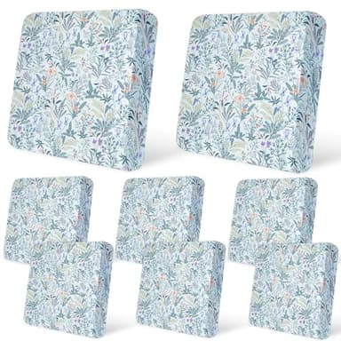 pickyNproud 8Pcs Patio Cushion Covers Stretch Outdoor Couch Cushions Slipcovers Replacement Washable Furniture Protector with Elastic Bottom Sofa Chair Seat Cover, Light Cyan