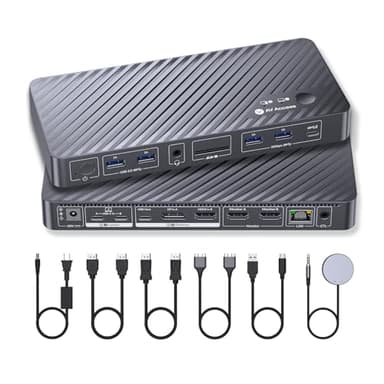 AV Access KVM Switch Docking Station for MacBook, USB-C KVM Switch 2 Monitors 2 Computers, 4K Dual HDMI Displays, 1 Laptop&1 Desktop Switching, Plug&Play, Ethernet, 100W Power Delivery, EDID Emulation