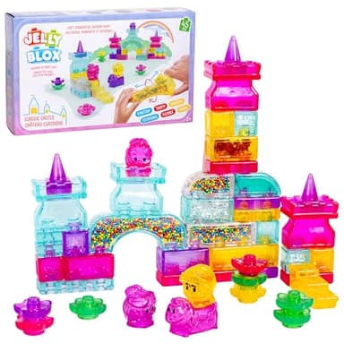 Jelly Blox Classic Castle Set | Includes 45 Pieces | Toddler & Preschool Building Blocks Kids Can Squeeze, Stretch, Squish | MESH ACCREDITED | Safety Tested & Ouch-Free | Sensory Play Toy for Ages 2+