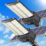 8000W Solar Street Light, Commercial Grade Solar Street Lights Outdoor Dusk to Dawn, Solar Lights Outdoor with Motion Sensor and Remote Control, Solar Parking Lot Lights for Yard, Country 2PACK