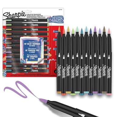 Sharpie Creative Markers, Earth Tones, Water-Based Acrylic Markers, Brush Tip, Assorted Colors, 12 Count