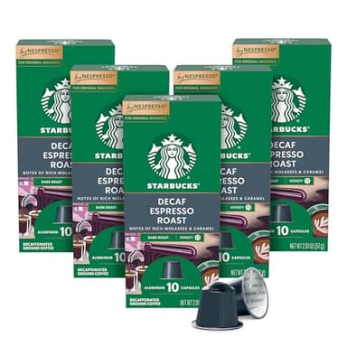 Starbucks by Nespresso Original Line, Decaf Espresso, Dark Roast, 50-count Espresso Pods