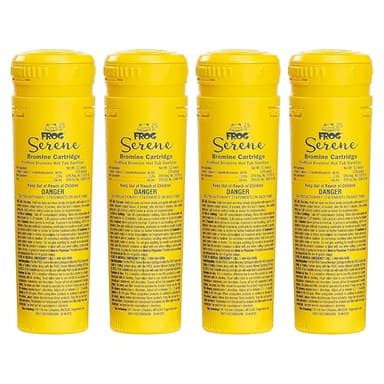 FROG Serene Replacement Bromine Cartridges for use with Hot Tub FROG Serene Floating Sanitizing System - Prefilled for Quick & Easy Hot Tub Maintenance - 4 Pack