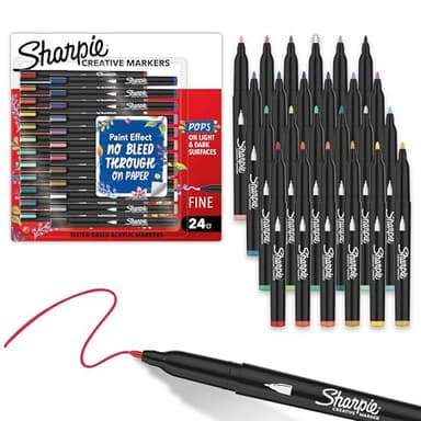 Sharpie Creative Markers Variety Pack, Water-Based Acrylic Paint Markers, Fine Tip, Assorted, 24 Count