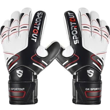 Sportout Youth&Adult Goalie Goalkeeper Gloves,Strong Grip for The Toughest Saves, with Finger Spines to Give Splendid Protection to Prevent Injuries,3 Colors (Black, 9)