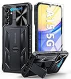 FNTCASE for Samsung Galaxy A15-5G Case: Protective Shockproof Rugged Military Grade Drop Protection A15 Cell Phone Mobile Cover with Kickstand | TPU Matte Textured Tough Hybrid Hard Cases - Black