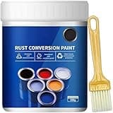 Weatherproof Rust Converter Paint for Metal, 500g 2-in-1 Rust Remover for Metal & Primer, Black Water Based Paint for Automotive Steel Tile Renovation (Black)