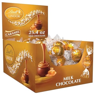 Lindt LINDOR Caramel Milk Chocolate Candy Truffles, Milk Chocolate Candy with Smooth, Melting Truffle Center, 25.4 oz., 60 Count