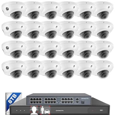 ONWOTE NVR 32 Channel Security Camera System 12MP, Face Recognition & AcuSearch, 2 Way Audio, 24x 8MP IK10 Vandal-Proof PoE IP Cameras, 32CH 6K 4K Commercial NVR 8TB, Support 40TB, Business CCTV