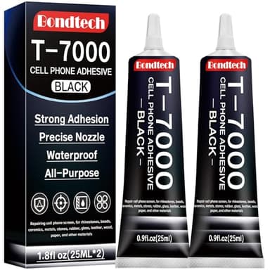 Black T7000 Glue for Cell Phones, 25 ML X 2 Cell Phone Adhesive, Screen Glue for Jewelry, Glass Fabric Craft Paper Wood, Waterproof, High-Performance