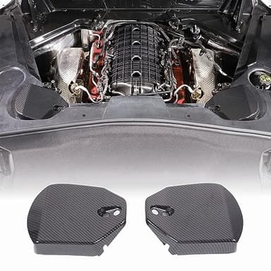 Rear Strut Tower Covers Compatible with Chevrolet Corvette C8 2020-2023, ABS Plastic Engine Bay Shock Protection Panel Cover Trim, 2pcs C8 Accessories (Carbon fiber pattern)