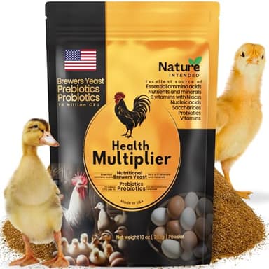 Brewer's Yeast + Probiotics + Niacin + Vitamins Supplement for Ducks, Chickens and Poultry. (Molt Recovery, Severe Stress, Egg Quality and Development) 10-Ounce Resealable Foil-Lined Pouch