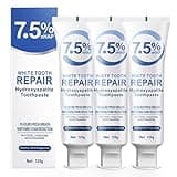 3Pack Hydroxyapatite Toothpaste for Teeth Whitening Stain Removal Enamel Repair Formula Fights Yellow Teeth,Gentle Mint, Freshens Breath, Daily Use for Coffee forTea Lovers