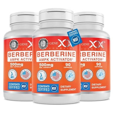 Genex Formulas Berberine HCl 500mg (3 Pack) - NSF Certified for Safety, Quality & Label Accuracy - Supports Immune Health - Non-GMO, Gluten Free, Vegetarian