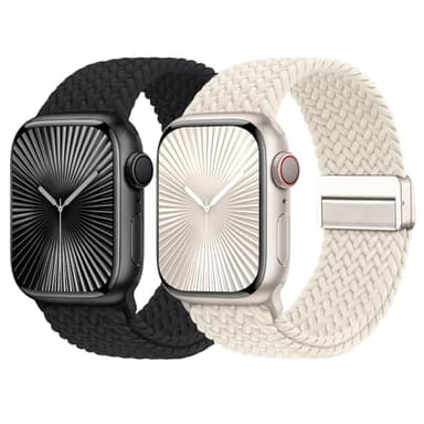 Braided Stretchy Bands with Magnetic Clasp Compatible for Apple Watch Band 38mm 40mm 41mm 42mm 44mm 45mm 46mm 49mm Women Men, Nylon Sport Solo Loop for iWatch Series 11 10 9 8 7 6 5 4 3 Ultra 3 2 1 SE