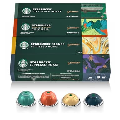 Starbucks by Nespresso Vertuo, Favorite Variety Pack Coffee & Espresso, 40-count Coffee and Espresso Pods, Brews 7.8 oz and 1.35 oz.
